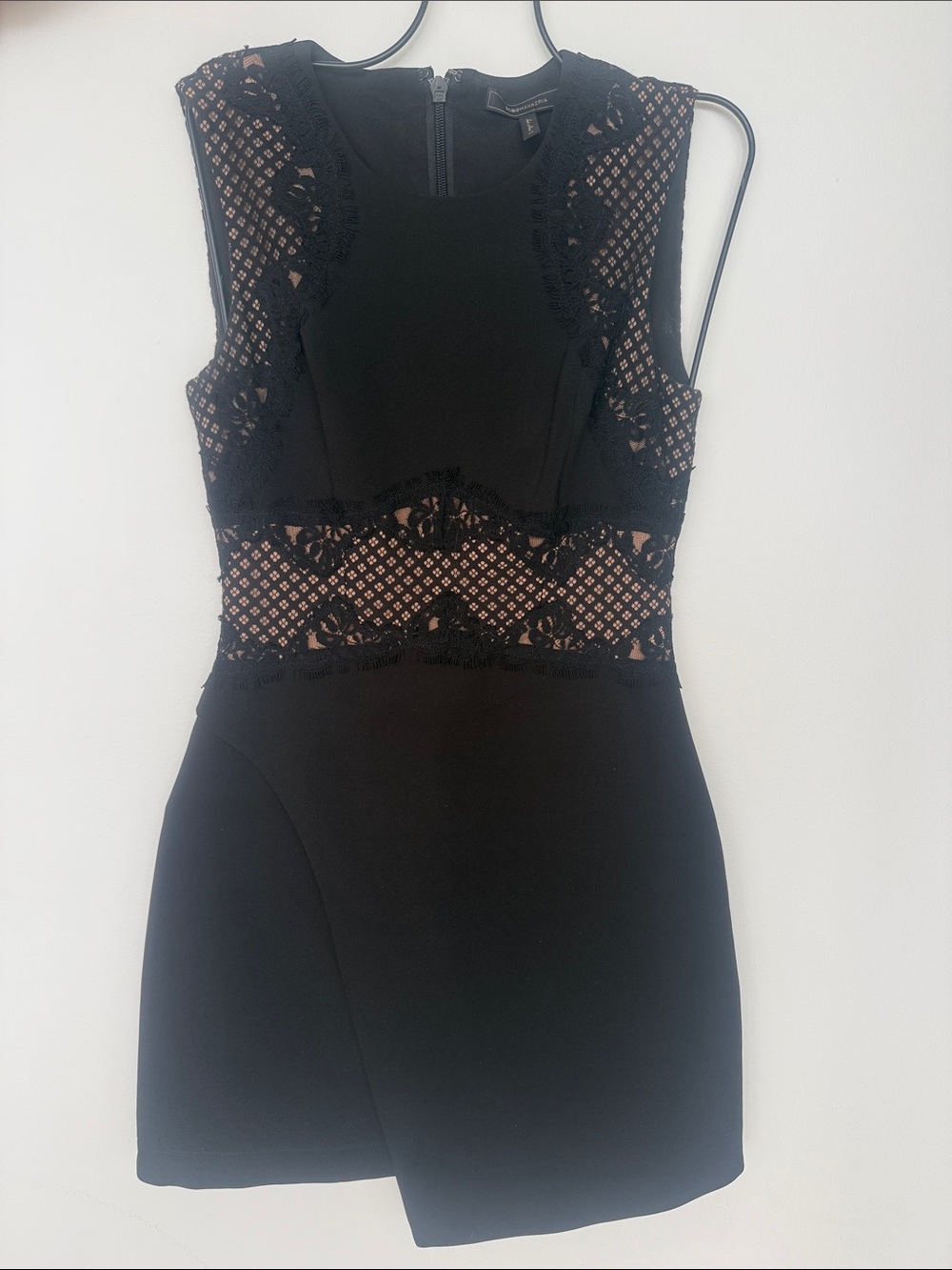 BCBGMaxAzria Black Embroidered Neckline Dress
